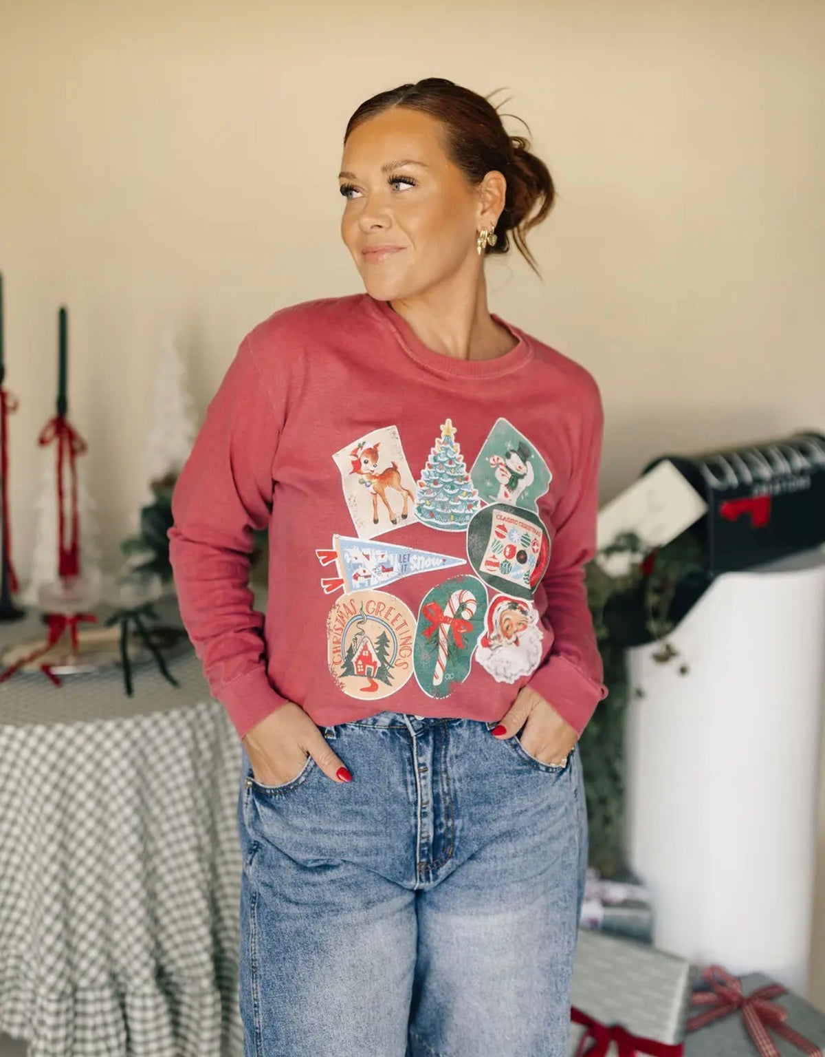 Vintage Christmas Sticker LS Tee