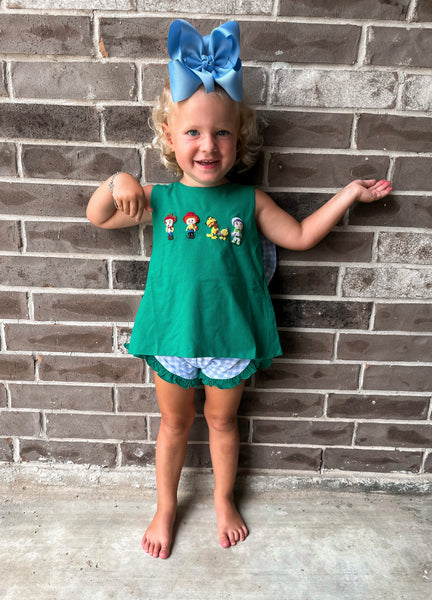 Smocked Flamingo Cowboy & Friends Bow Short Set