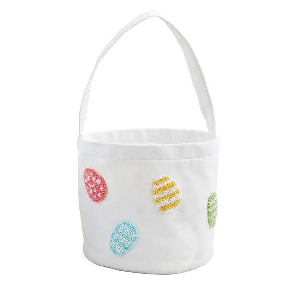 Mud Pie White Beaded Easter Basket