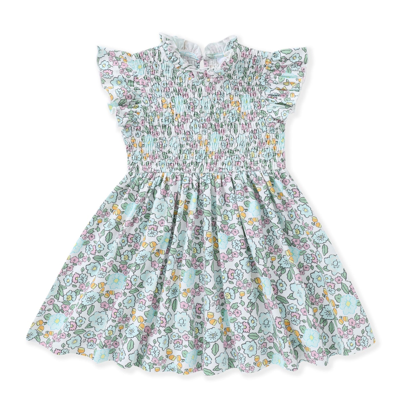 Swoon Baby Aqua Floral Smock Floral Dress