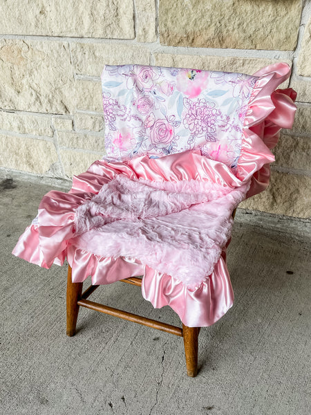 Rockin Royalty Bashful Pink Floral Blanket