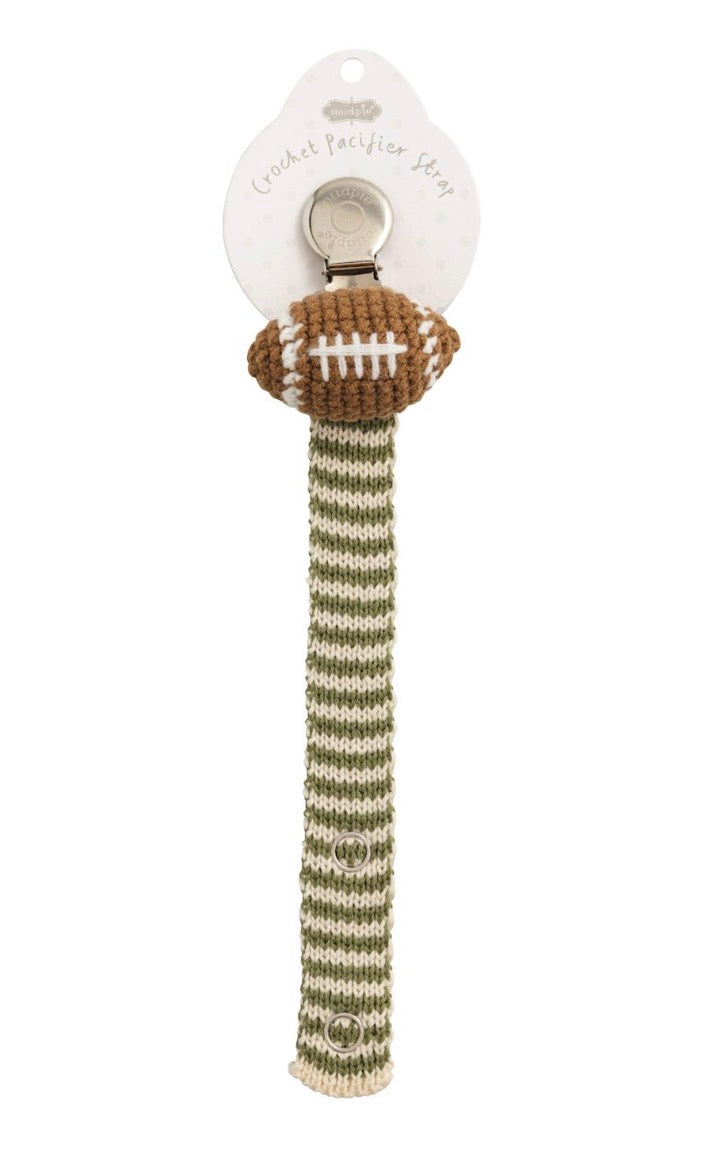Mud Pie Football Crochet Paci Clip