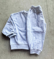 Ash Grey 2pc Crewneck Sweat Set