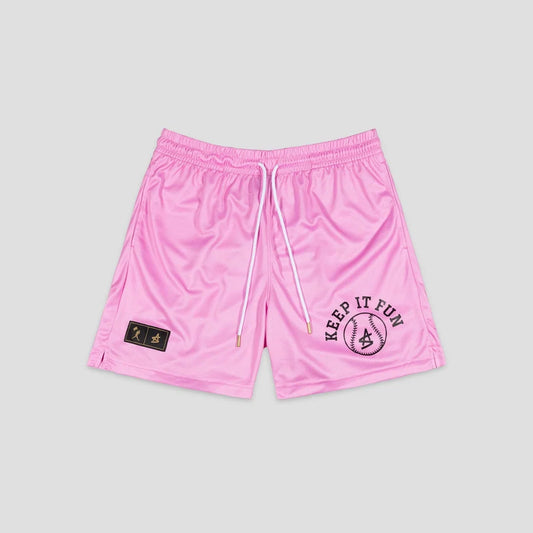 Baseballism Keep It Fun Pink Mesh Shorts