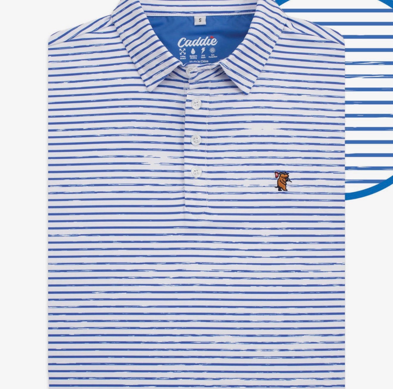 Fieldstone Blue + White Caddie Flow Polo
