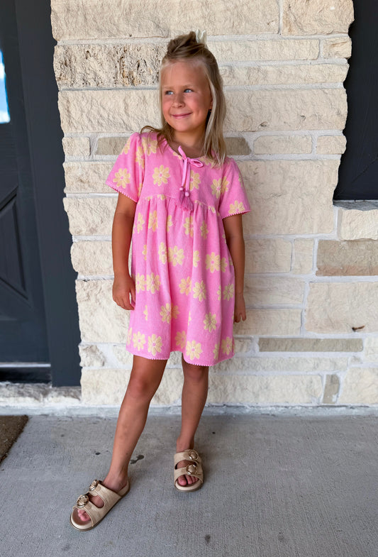 Bisby Pink Floral Terry Riviera Dress