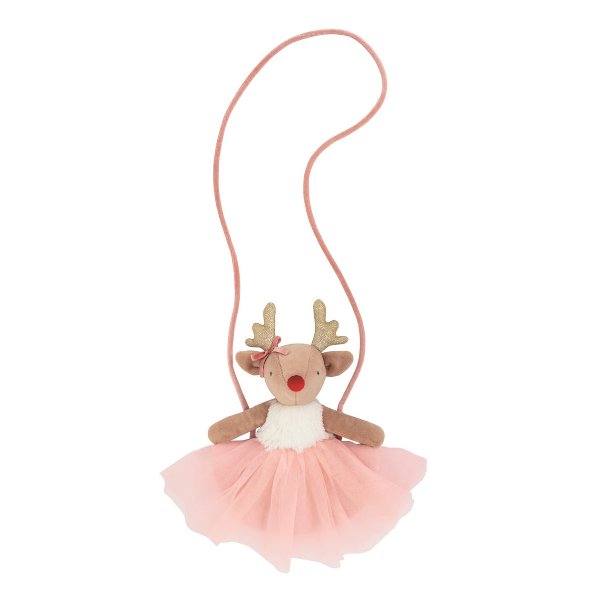Mud Pie Pink Reindeer Plush Purse