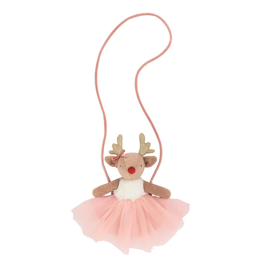 Mud Pie Pink Reindeer Plush Purse