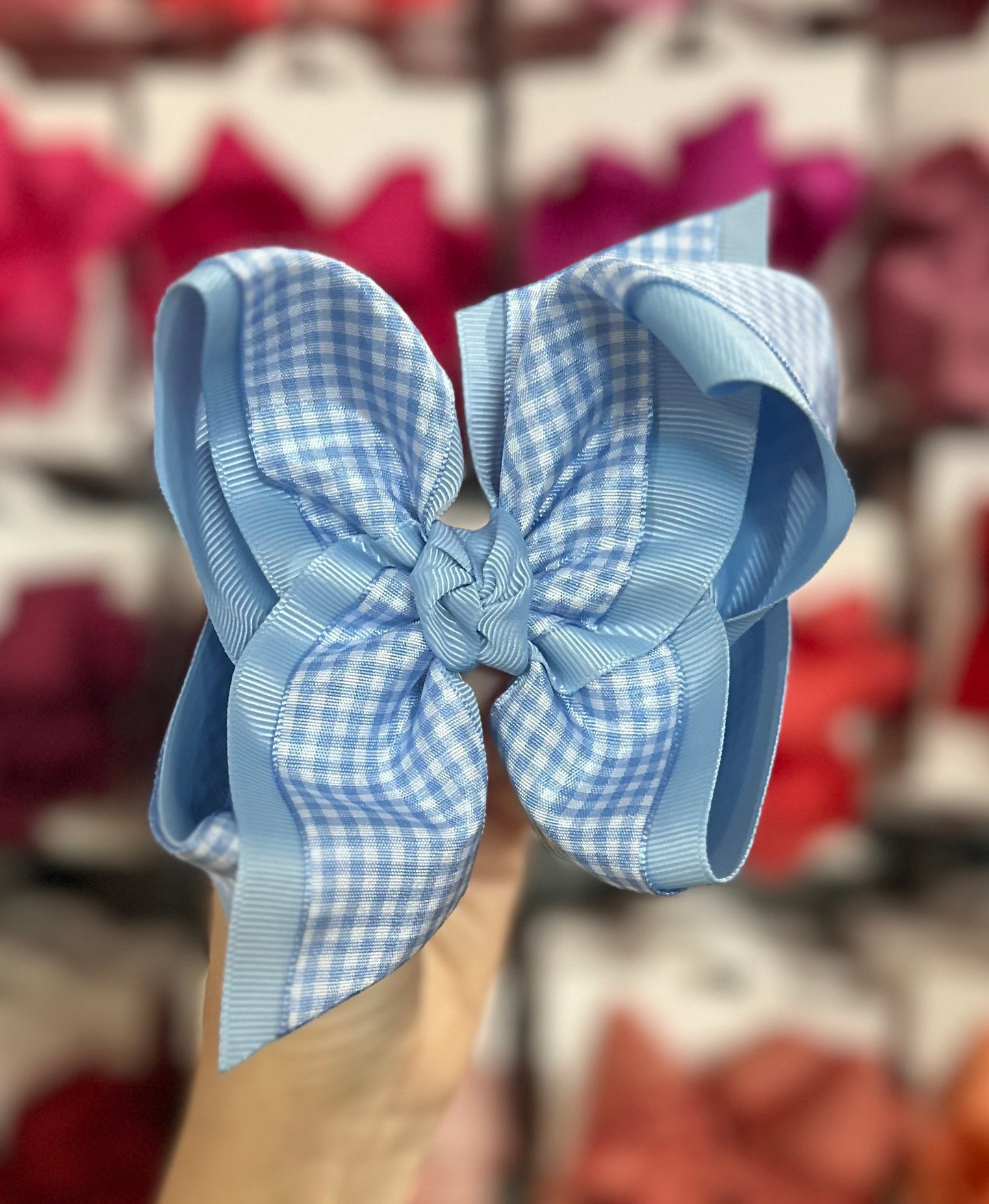 Beyond Creations Blue Gingham Bow