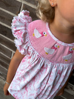 Smocked Flamingo Pink Toile Silly Goose Bubble