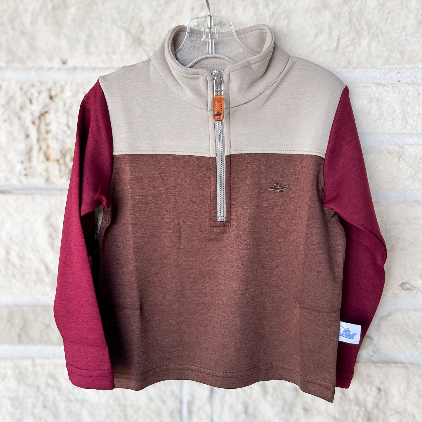 Southbound Brown + Maroon Colorblock Pullover