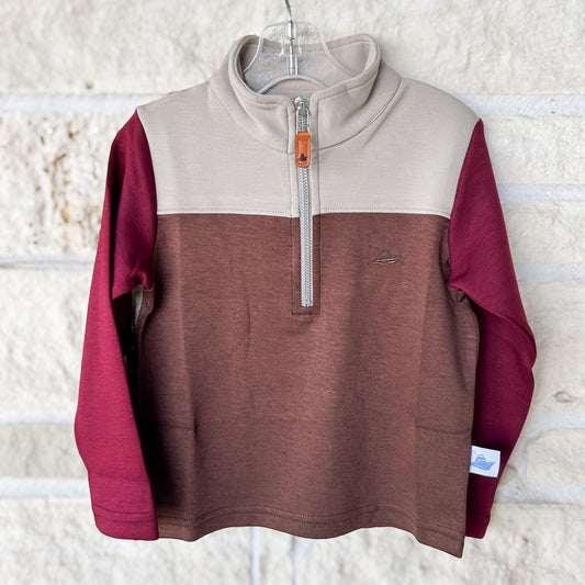 Southbound Brown + Maroon Colorblock Pullover