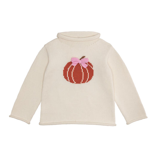 Mud Pie Bow Pumpkin Rollneck Sweater