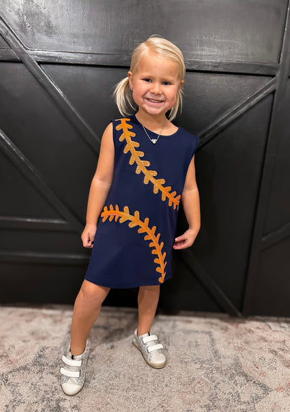 Belle Cher Navy & Orange Baseball Dress