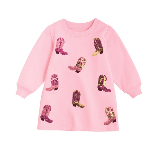 Mud Pie Cowboy Boots Sweatshirt Dress