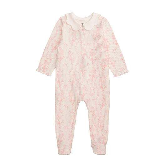 Mud Pie Scallop Pink Floral Footie