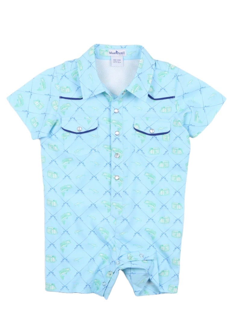 BlueQuail Fisherman Pearl Snap Romper