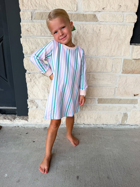 Honesty Multi Stripe Sweatshirt Dress