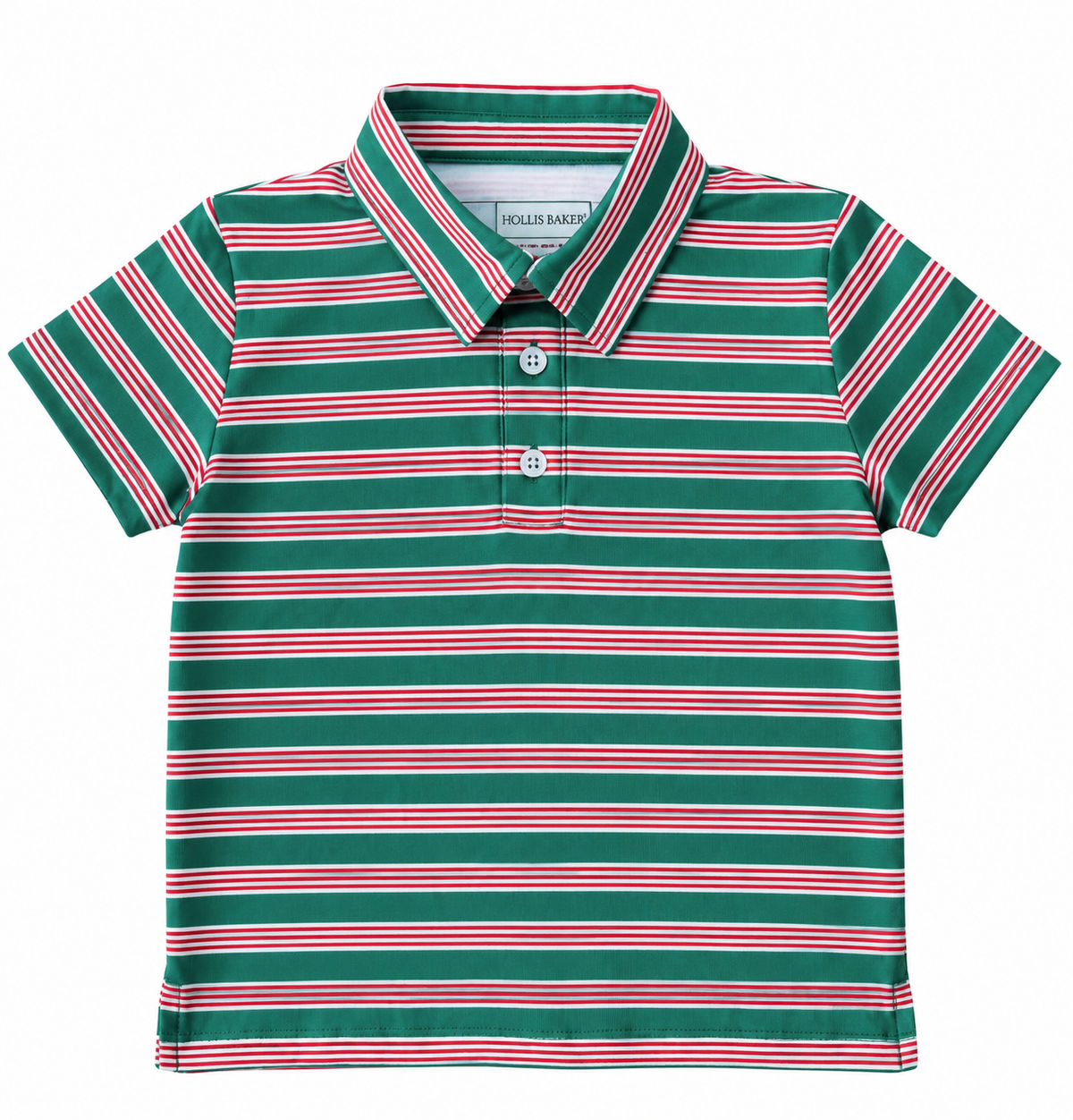 Hollis Baker Red + Green Stripe Polo