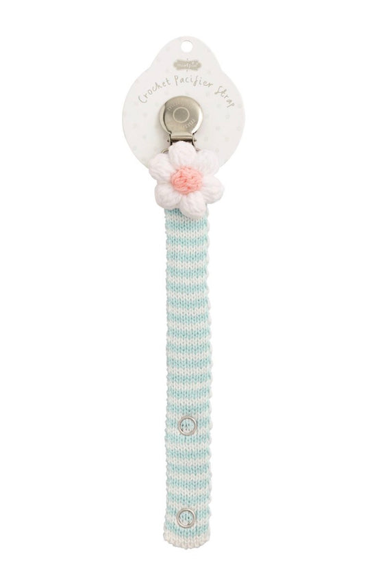 Mud Pie White Flower Crochet Paci Clip