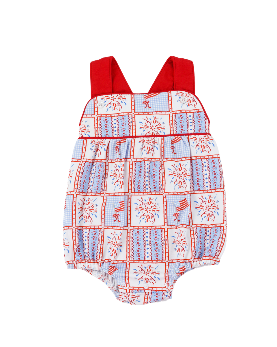 Cypress Row Patriotic Patchwork Sunsuit
