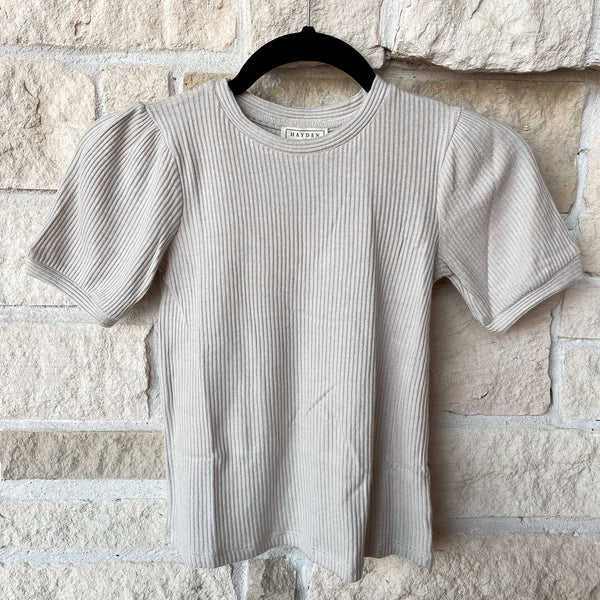 Hayden Cream Ribbed Tee