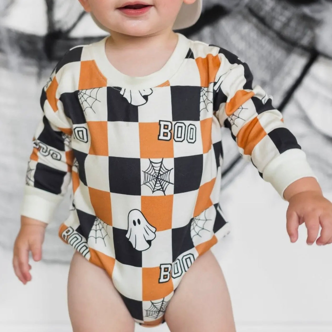Sweet Wink Boo Checkered LS Bubble