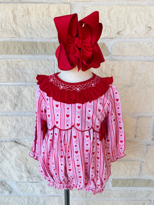 Smocked Flamingo Smocked Hearts Bow Bubble
