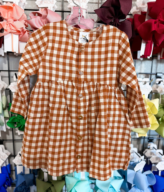Velvet Fawn Burnt Orange Flannel Dress