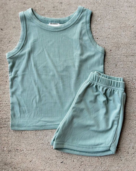 Ribbed Sage Tank Set