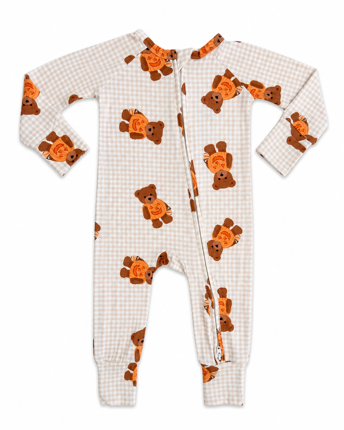 IMJ Gingham Little Boo Bear Zipper Romper
