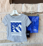 UA Blue + Grey Freedom Short 2pc Set