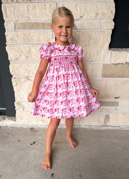 Poppy Kids Valentines Bow Dress