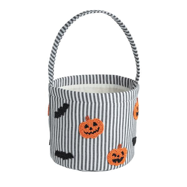 Mud Pie Pumpkin Beaded Halloween Bucket