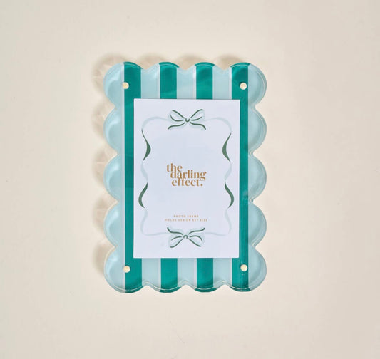 Darling Effect Teal Stripe Rectangle Scalloped Picture Frame
