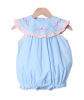 Smocked Flamingo Sweet Bow Swiss Dot Bubble