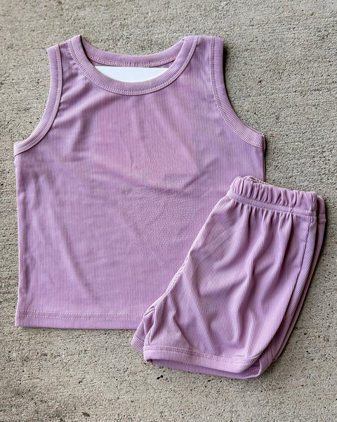 Ribbed Mauve Tank Set