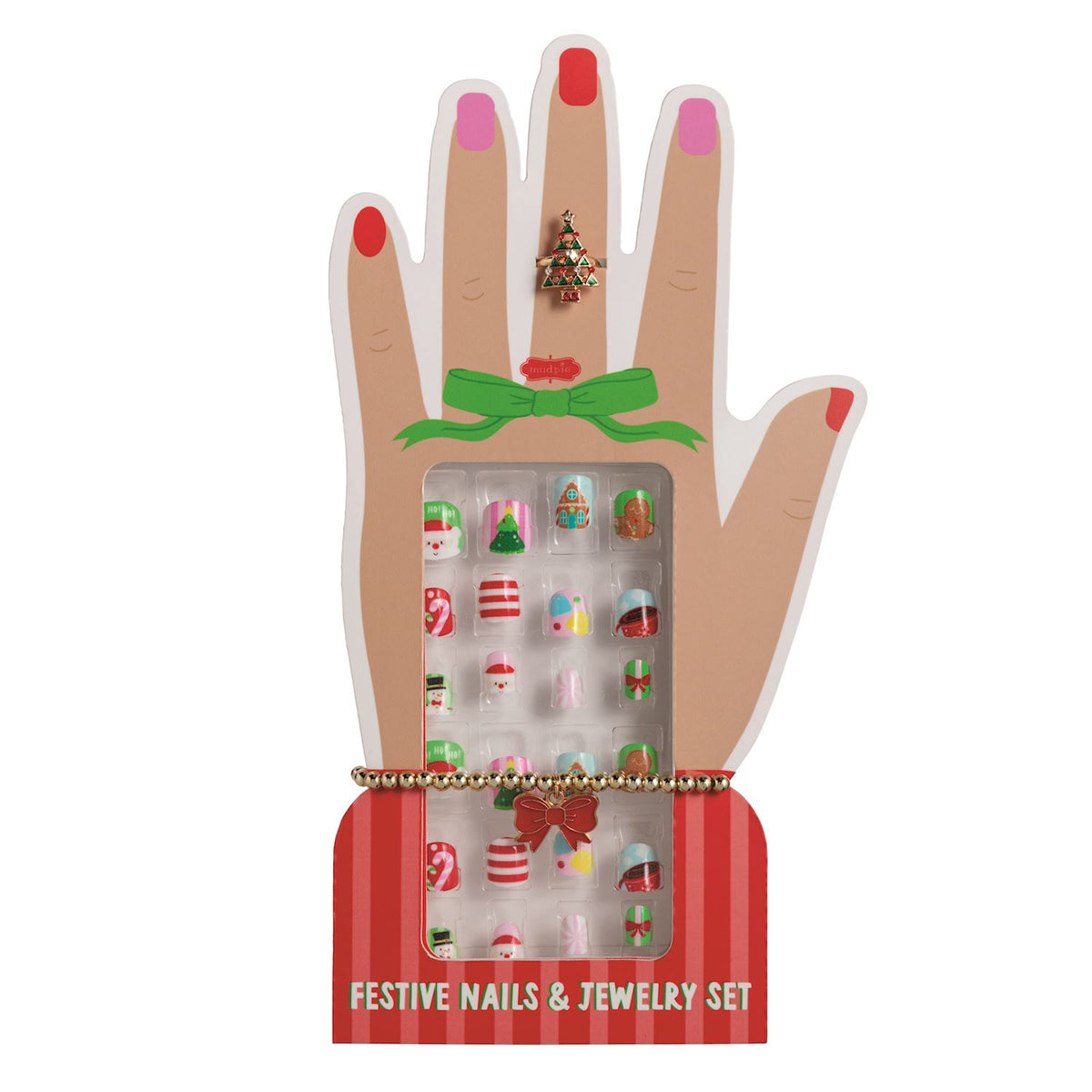 Mud Pie Red Christmas Nails + Jewelry Set