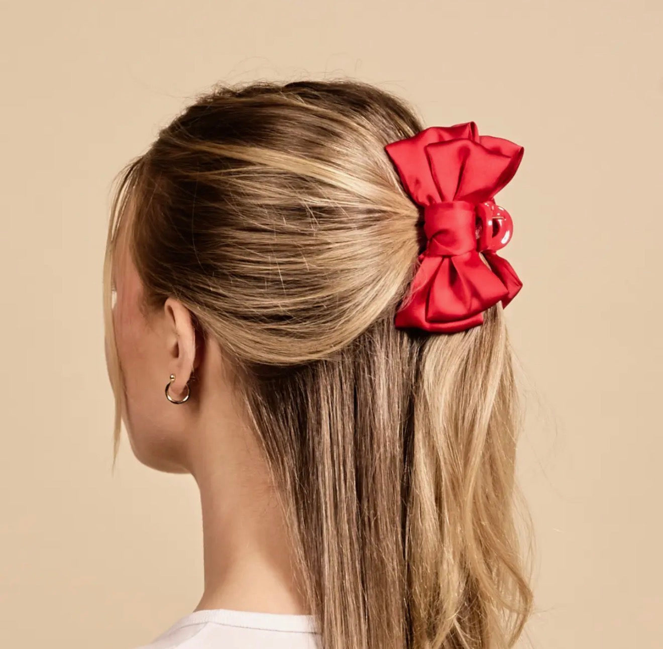 Darling Effect Red Satin Bow Claw Clip