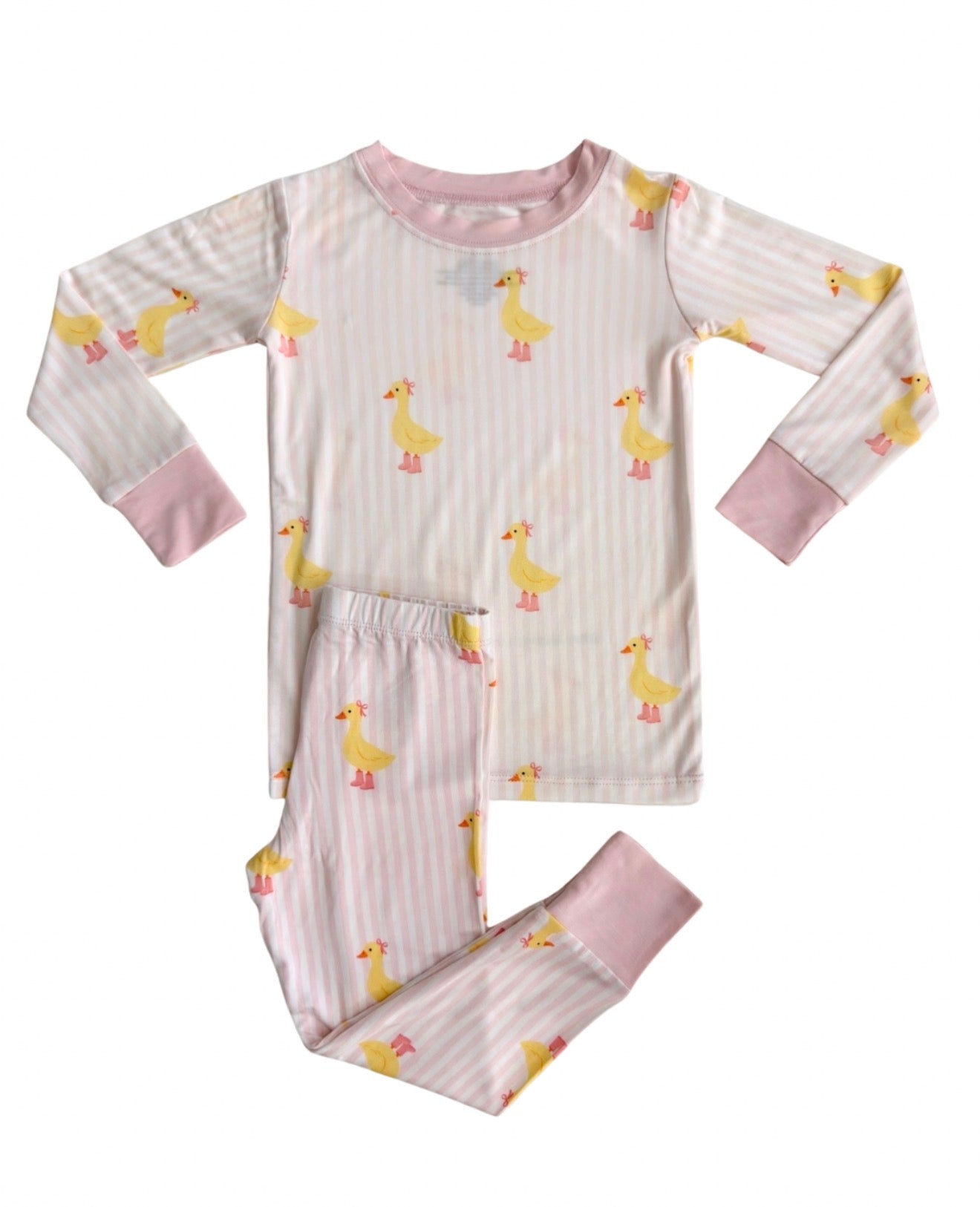 IMJ Pink Stripe Ducks 2pc Set