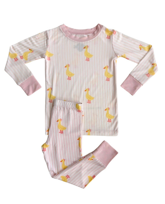 IMJ Pink Stripe Ducks 2pc Set