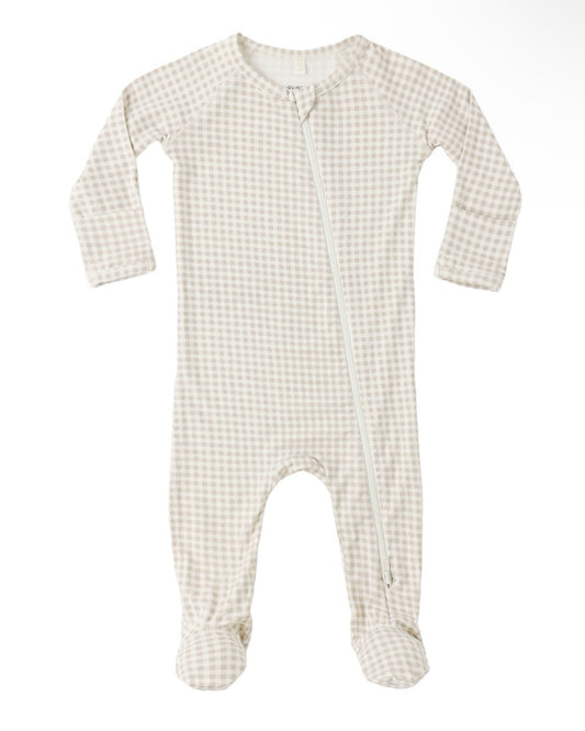 Quincy Mae Oat Gingham Footie