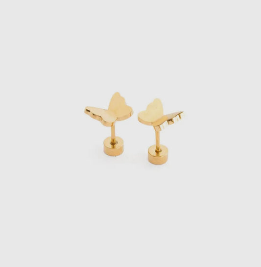 Pip Pop Post Gold Butterfly Studs