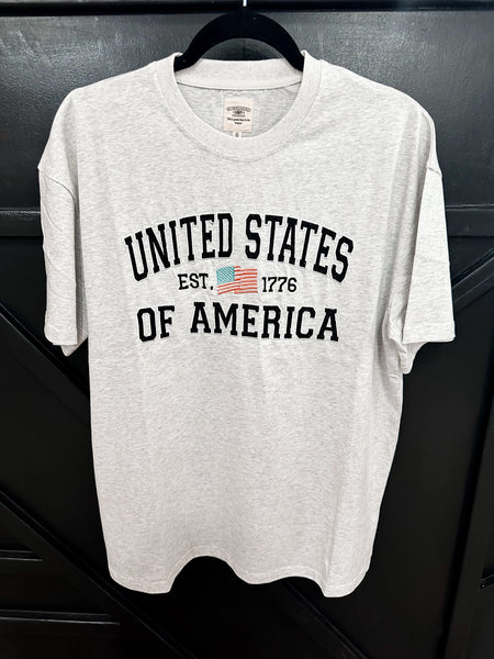 USA Flag Embroidered Tee