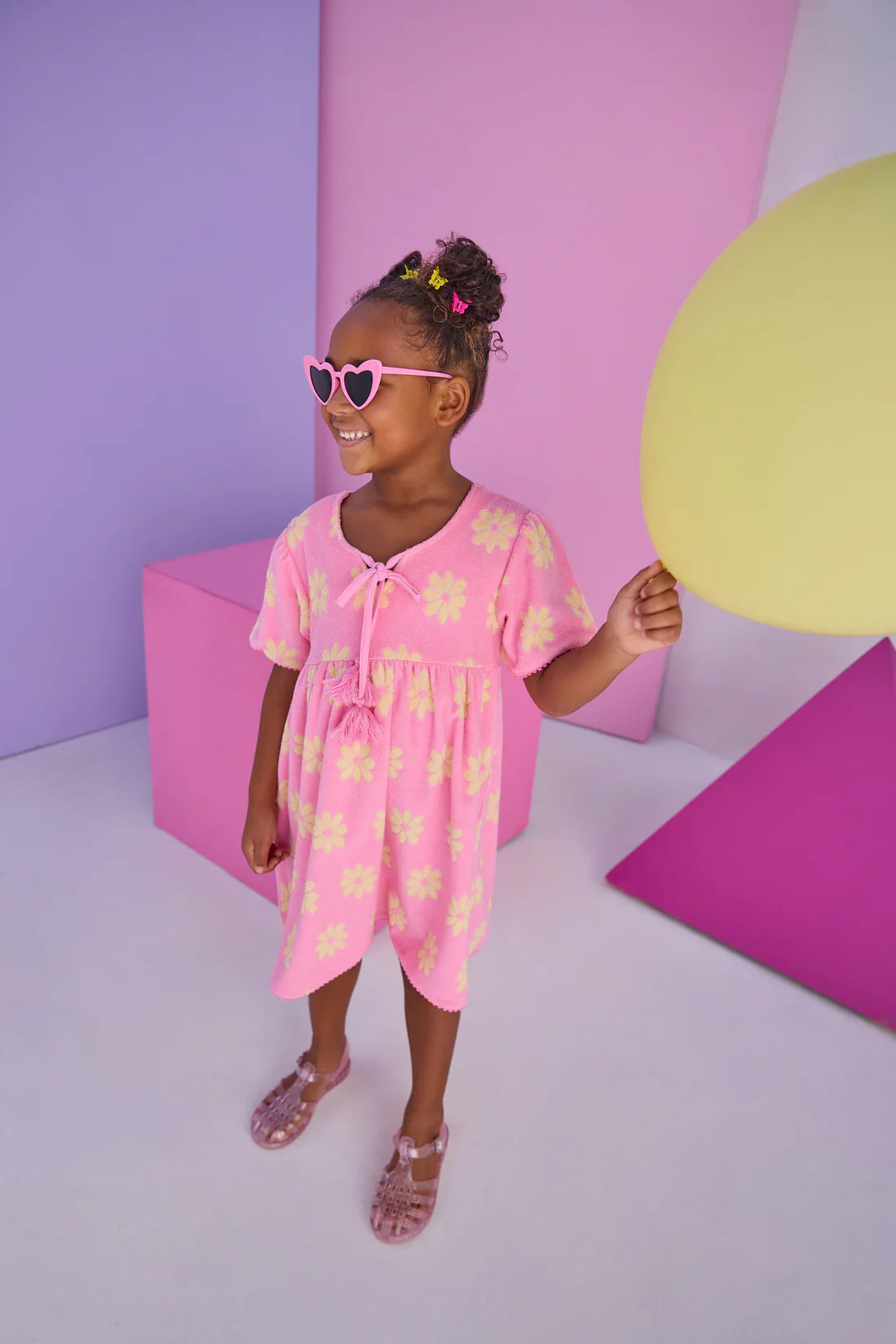 Bisby Pink Floral Terry Riviera Dress