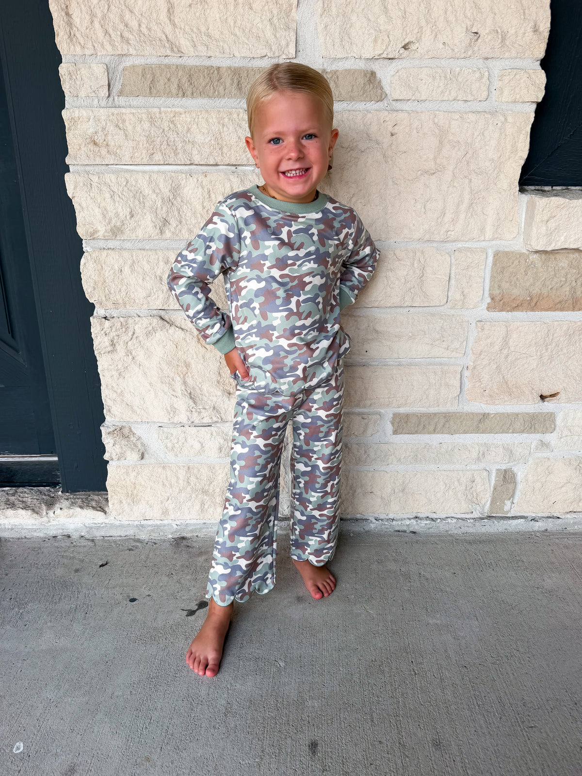 Millie Jay Camo Scottie Scalloped Set