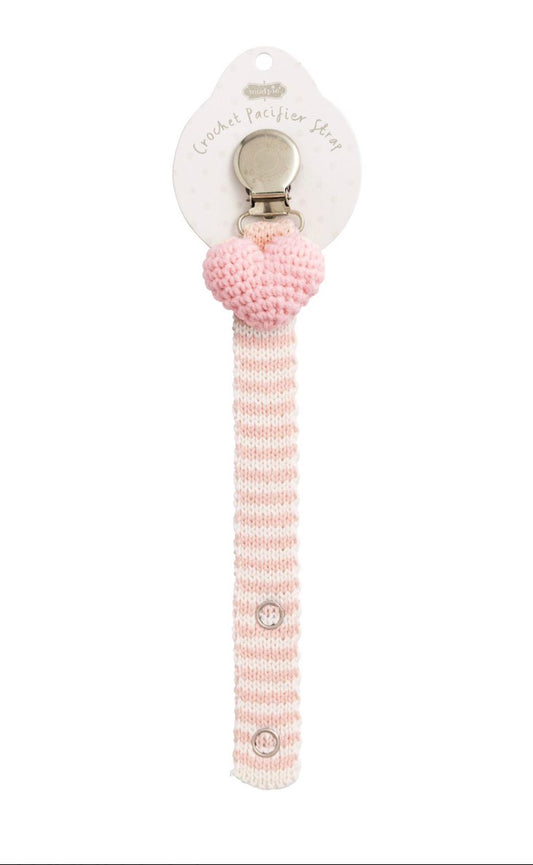 Mud Pie Heart Crochet Paci Clip