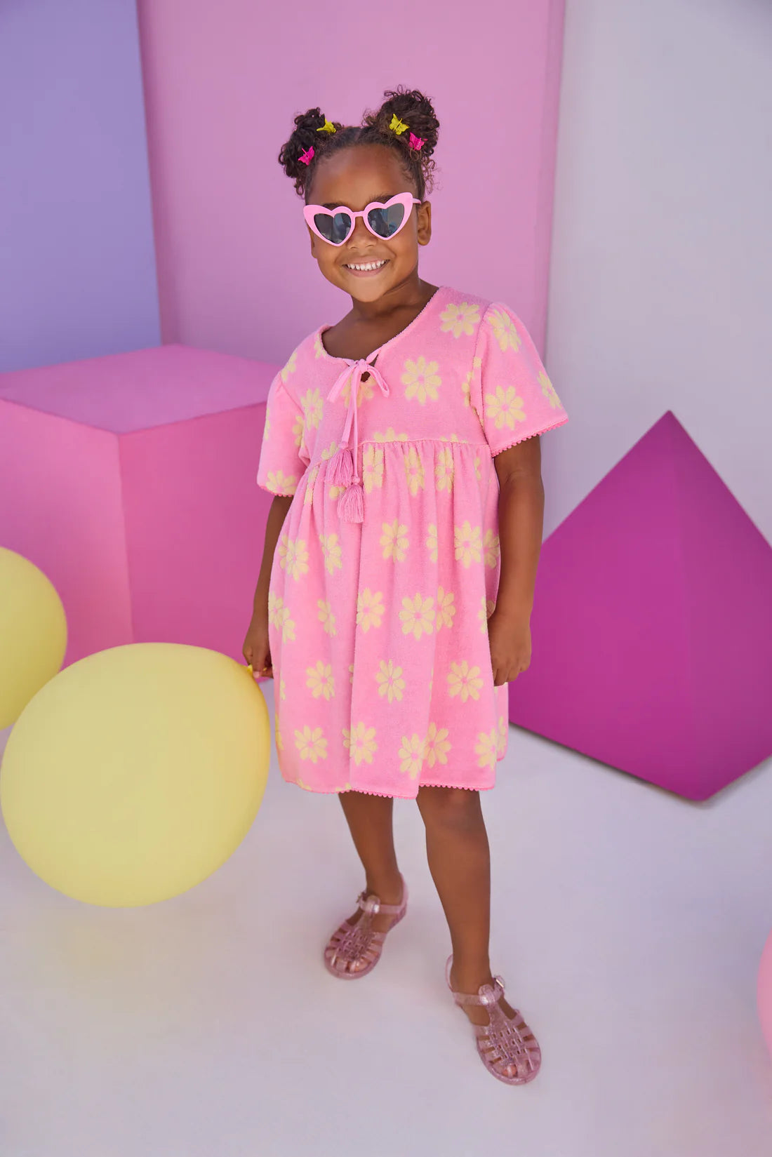Bisby Pink Floral Terry Riviera Dress