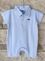 Saltwater Boys Light Blue Stripe Polo Romper