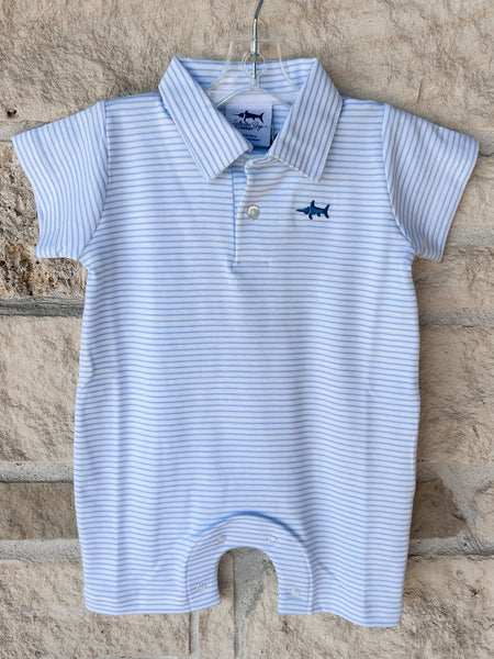 Saltwater Boys Light Blue Stripe Polo Romper